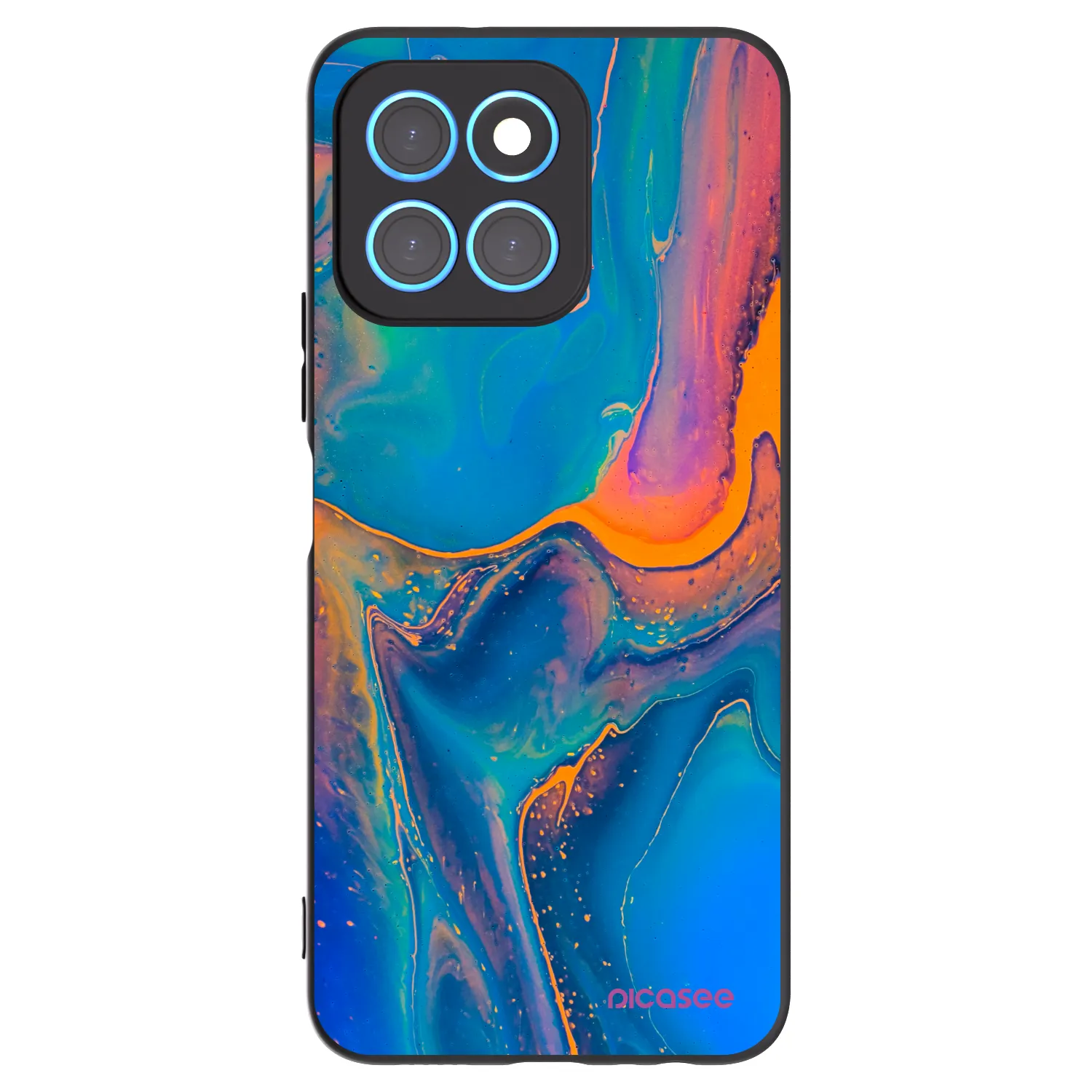 Picasee Μαύρη θήκη σιλικόνης για Honor X8 5G - Rainbow