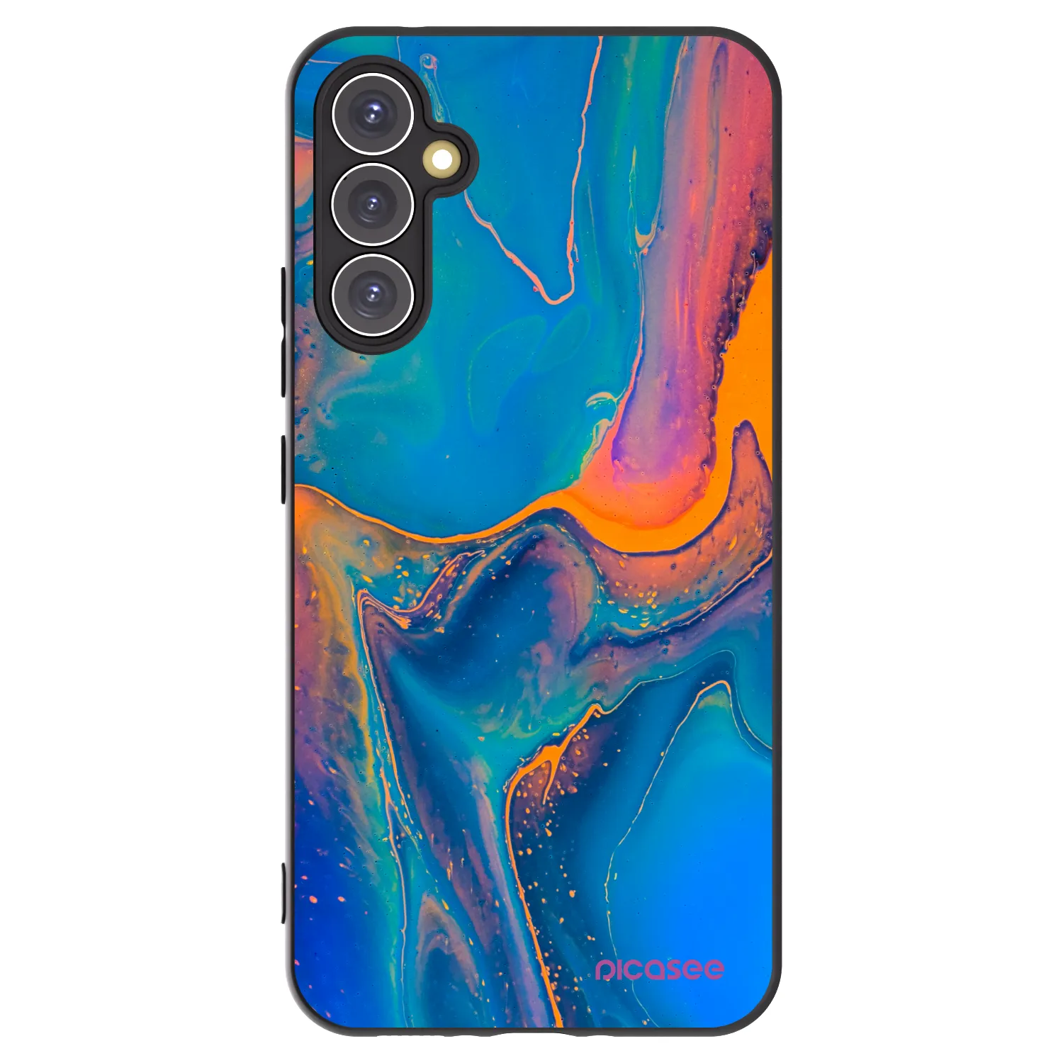 Picasee Μαύρη θήκη σιλικόνης για Samsung Galaxy A34 5G A346B - Rainbow