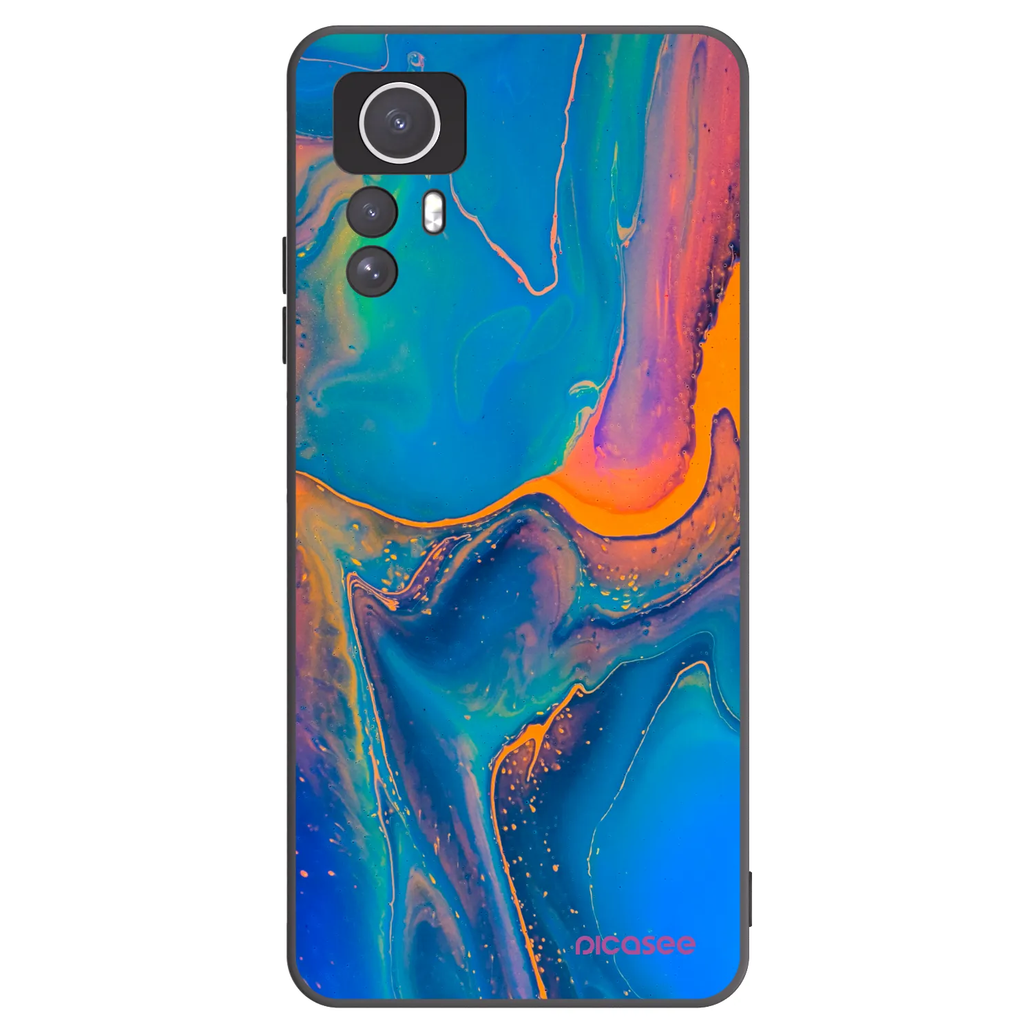 Picasee Μαύρη θήκη σιλικόνης για Xiaomi Redmi Note 12S - Rainbow