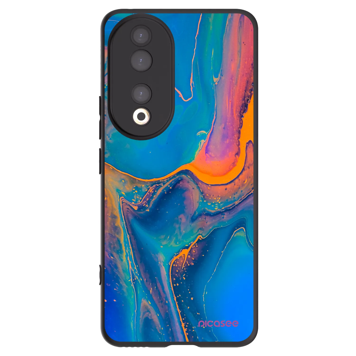 Picasee Μαύρη θήκη σιλικόνης για Honor 90 5G - Rainbow