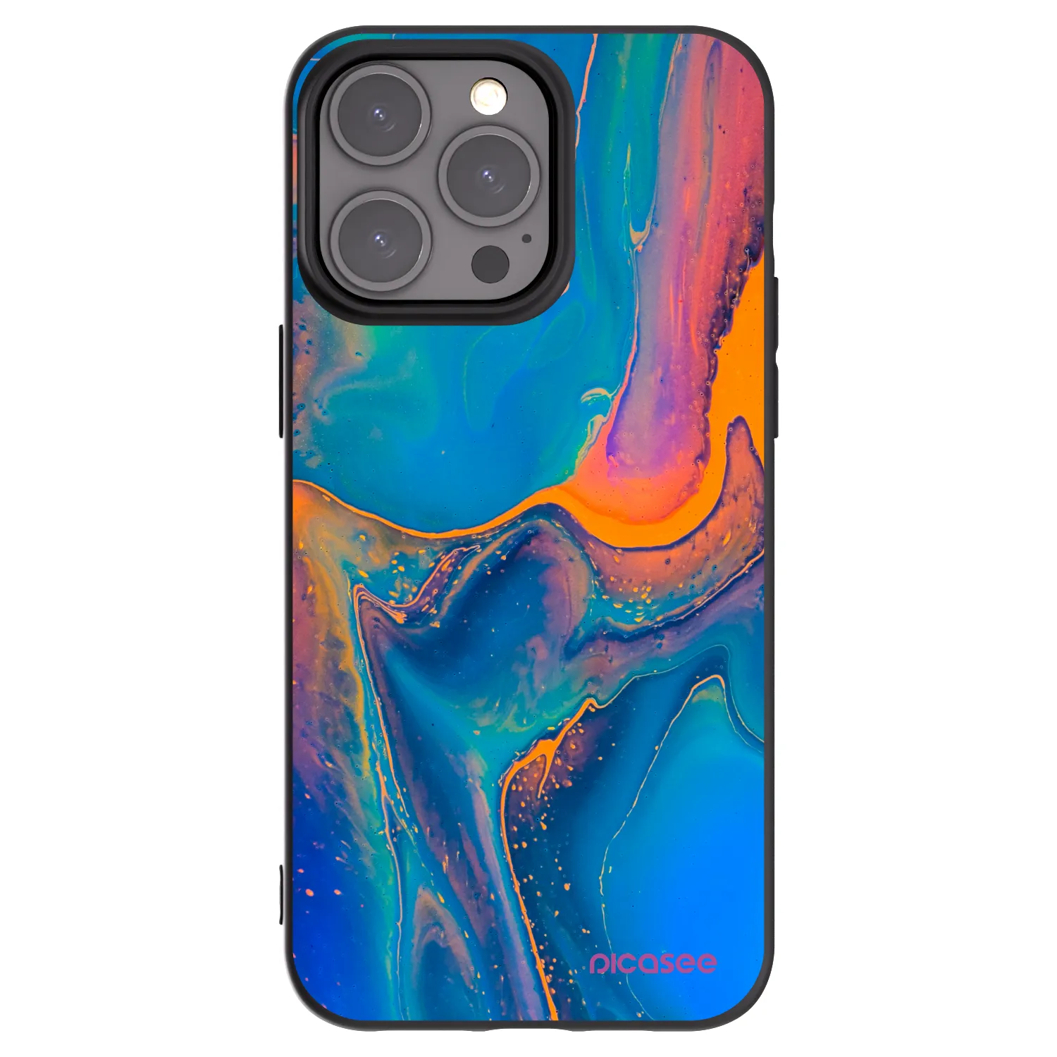 Picasee Μαύρη θήκη σιλικόνης για Apple iPhone 15 Pro Max - Rainbow