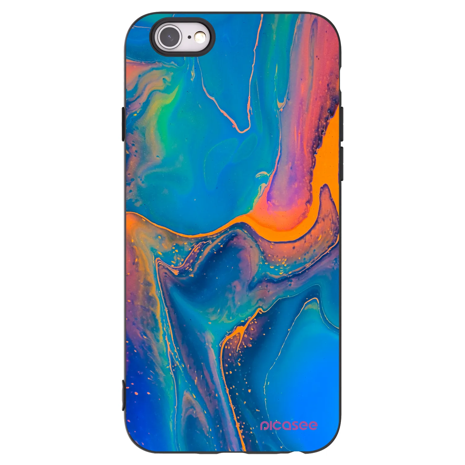Picasee Μαύρη θήκη σιλικόνης για Apple iPhone 6/6S - Rainbow