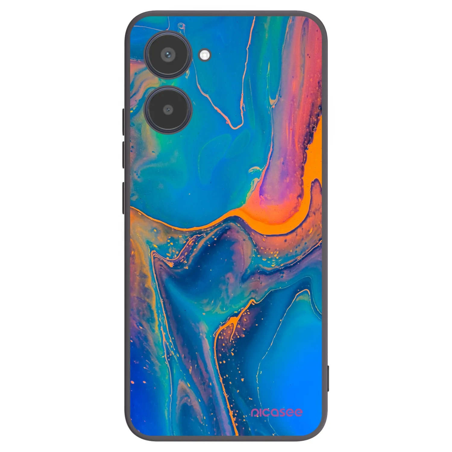 Picasee Μαύρη θήκη σιλικόνης για Realme 10 4G - Rainbow