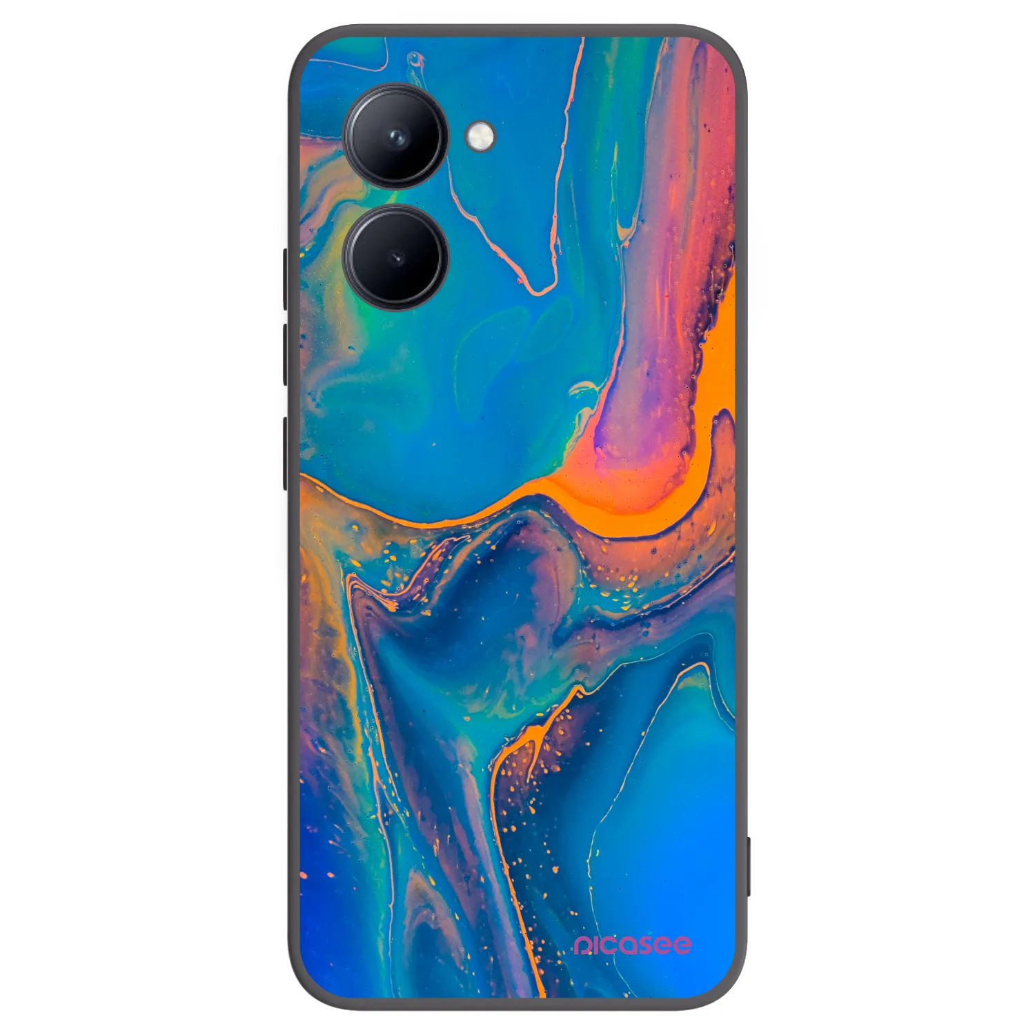 Picasee Μαύρη θήκη σιλικόνης για Realme C33 (2023) - Rainbow