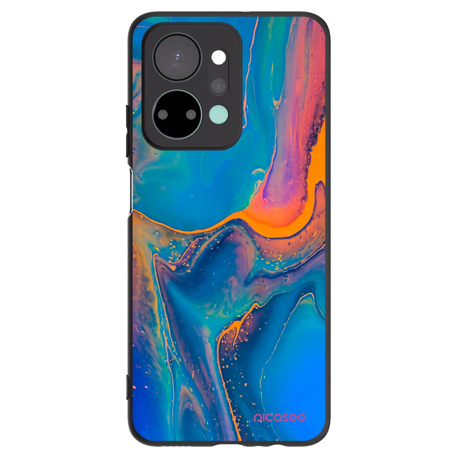 Picasee Μαύρη θήκη σιλικόνης για Honor X7a - Rainbow