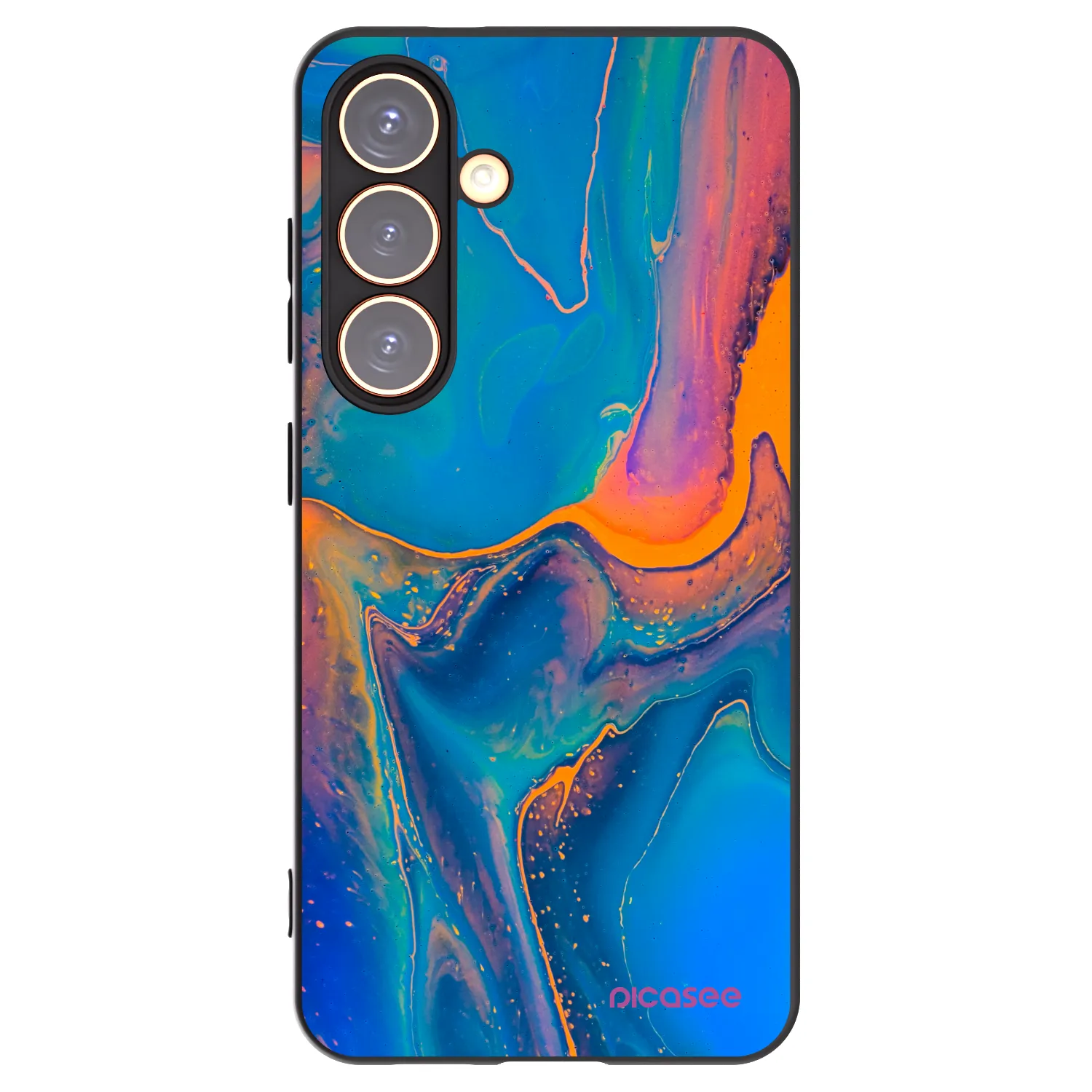Picasee Μαύρη θήκη σιλικόνης για Samsung Galaxy S24 S921B 5G - Rainbow