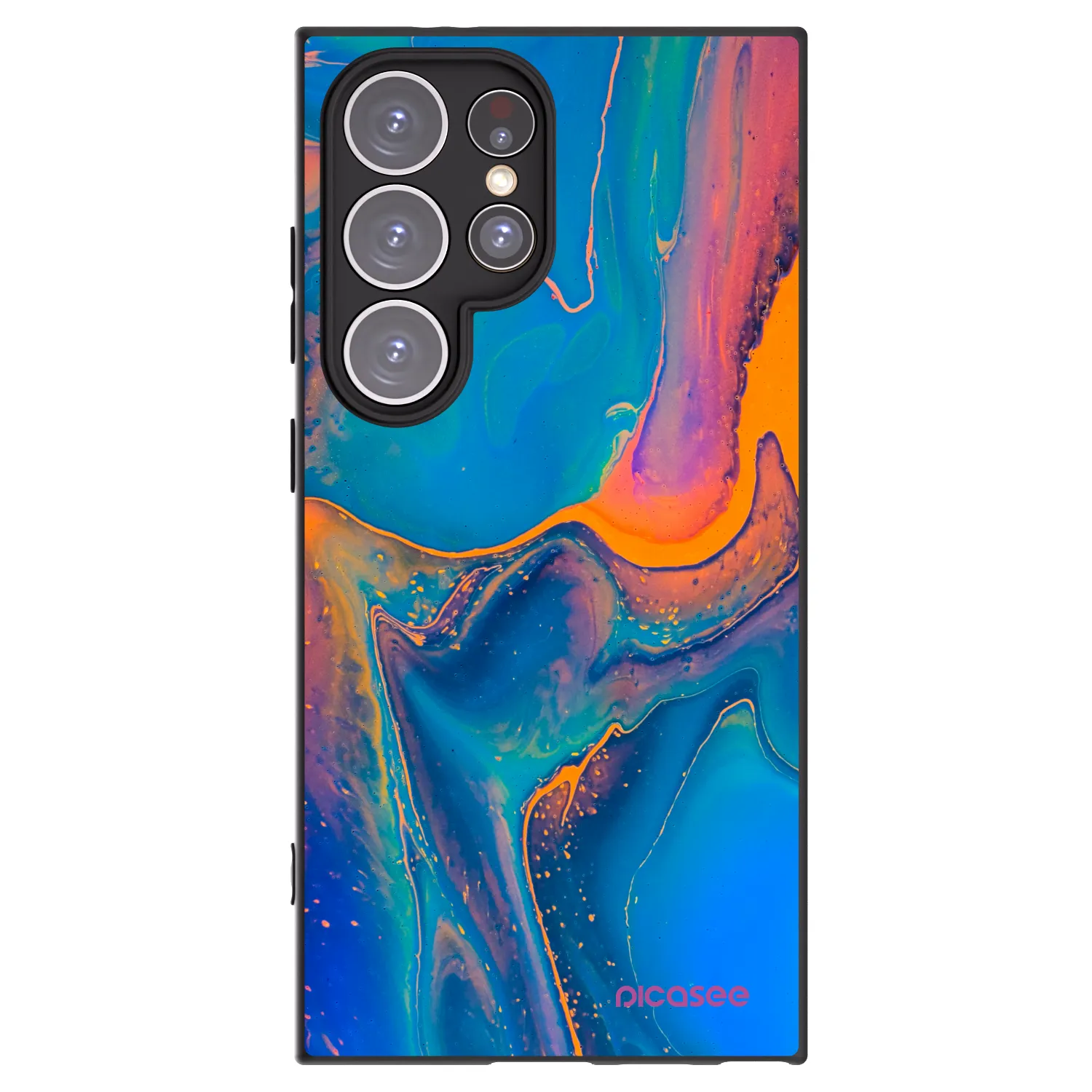 Picasee Μαύρη θήκη σιλικόνης για Samsung Galaxy S24 Ultra S928B 5G - Rainbow