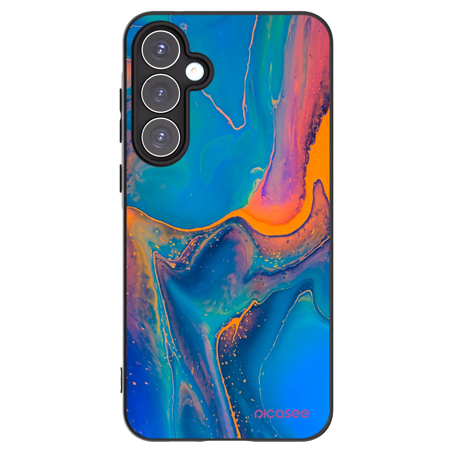 Picasee Μαύρη θήκη σιλικόνης για Samsung Galaxy A55 5G A556B - Rainbow