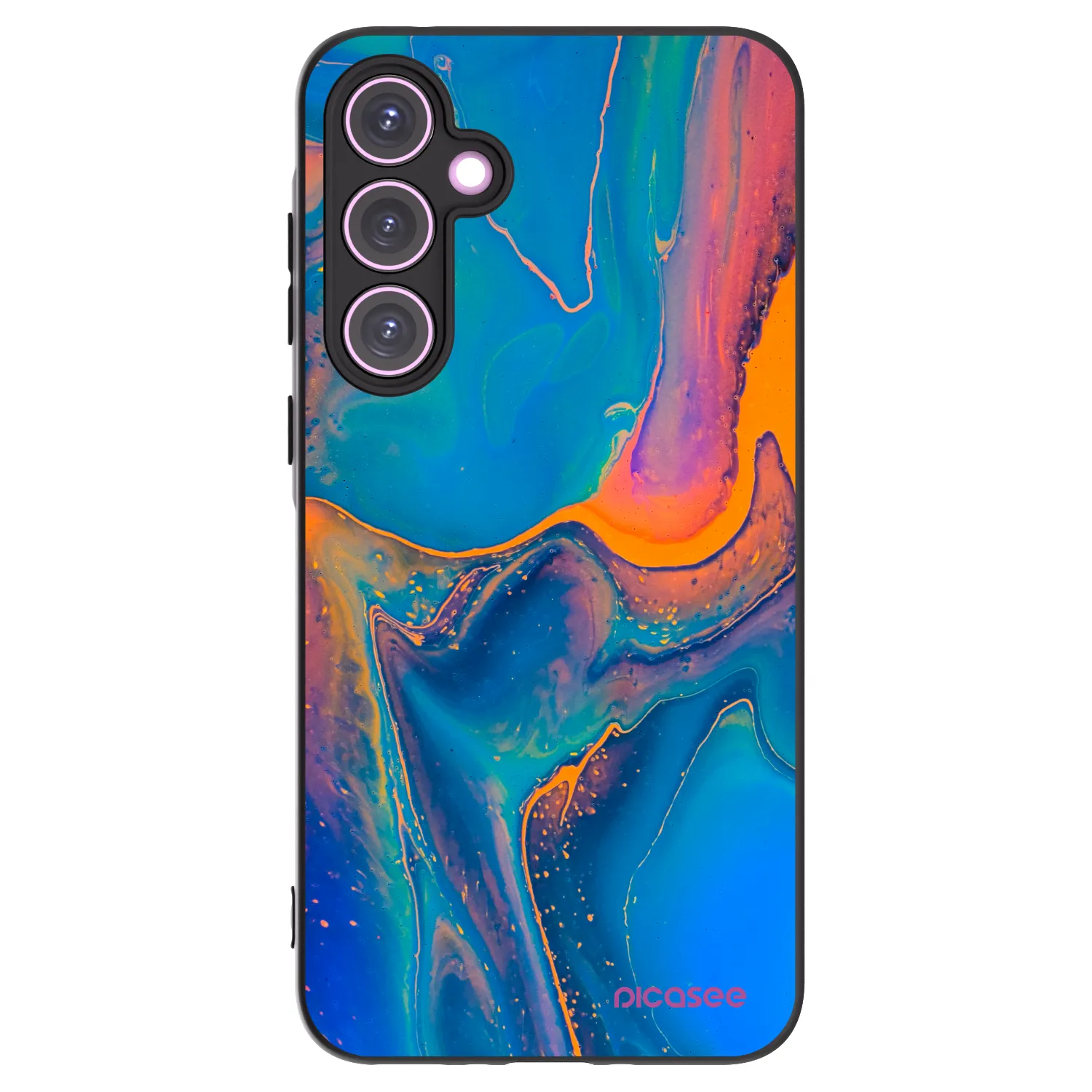 Picasee Μαύρη θήκη σιλικόνης για Samsung Galaxy A35 5G A356B - Rainbow