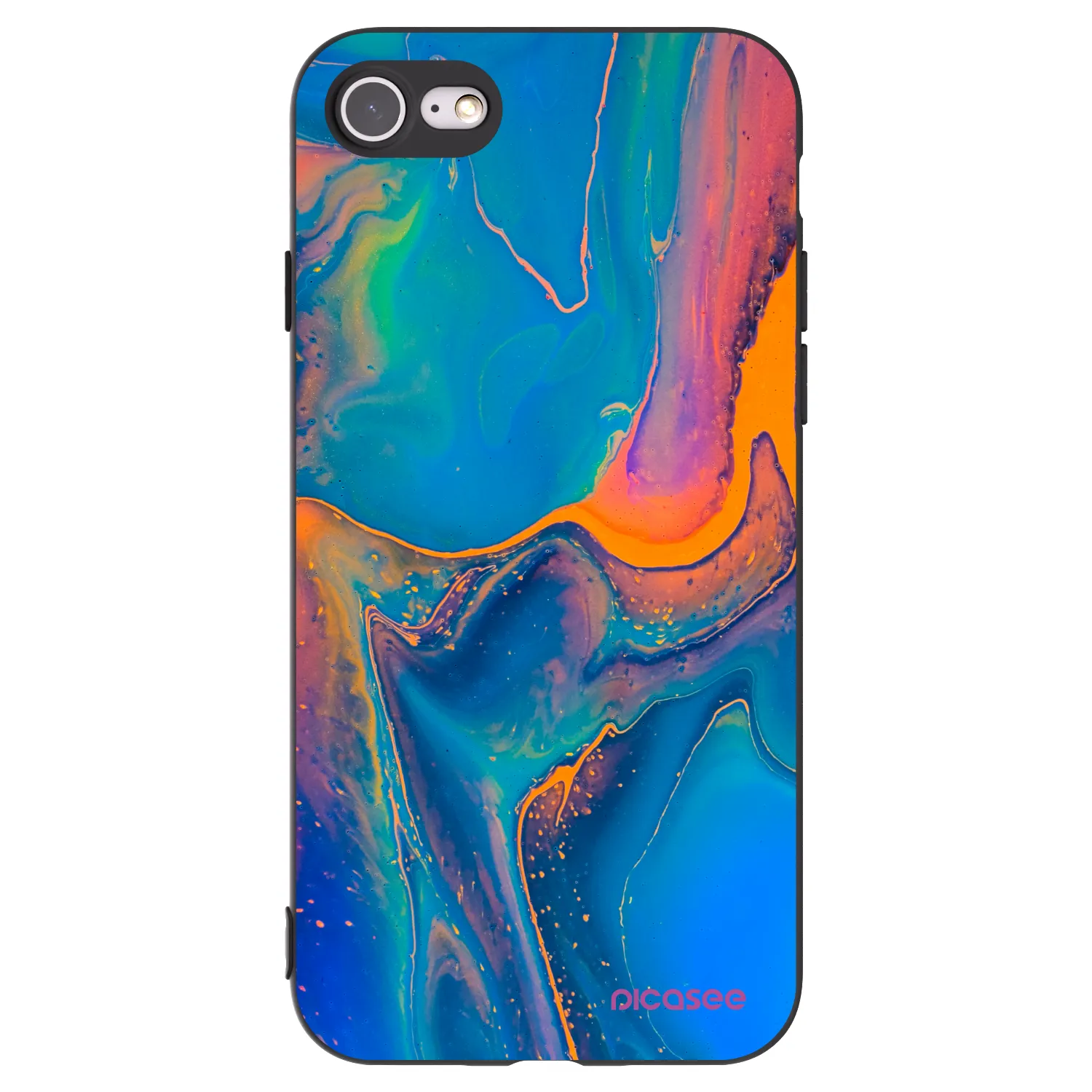 Picasee Μαύρη θήκη σιλικόνης για Apple iPhone 8 - Rainbow