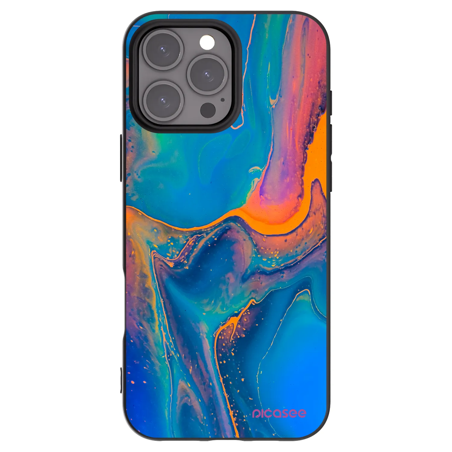 Picasee Μαύρη θήκη σιλικόνης για Apple iPhone 16 Pro Max - Rainbow