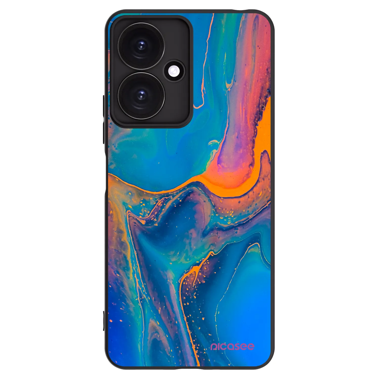 Picasee Μαύρη θήκη σιλικόνης για Xiaomi Redmi 13C 5G - Rainbow