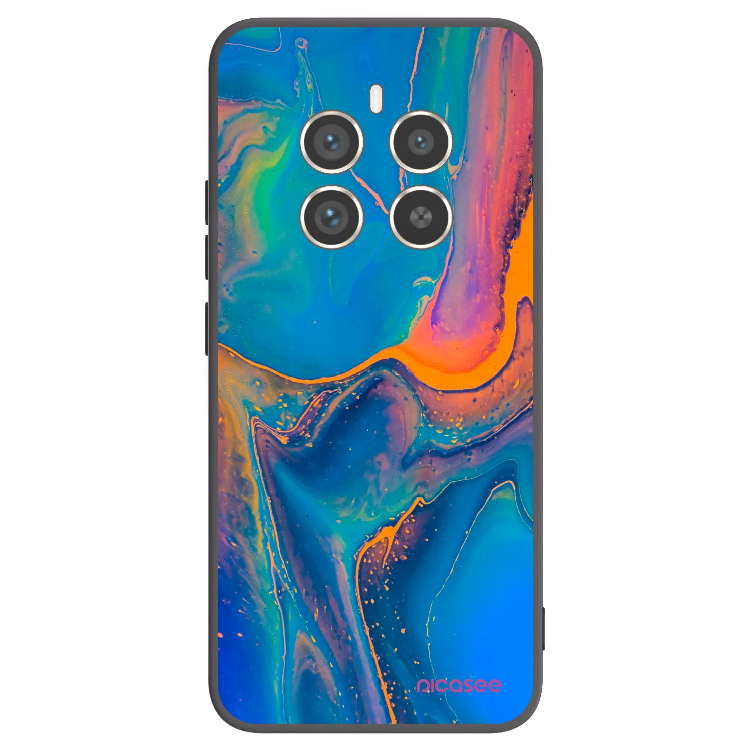 Picasee Μαύρη θήκη σιλικόνης για Realme 12 Pro 5G - Rainbow