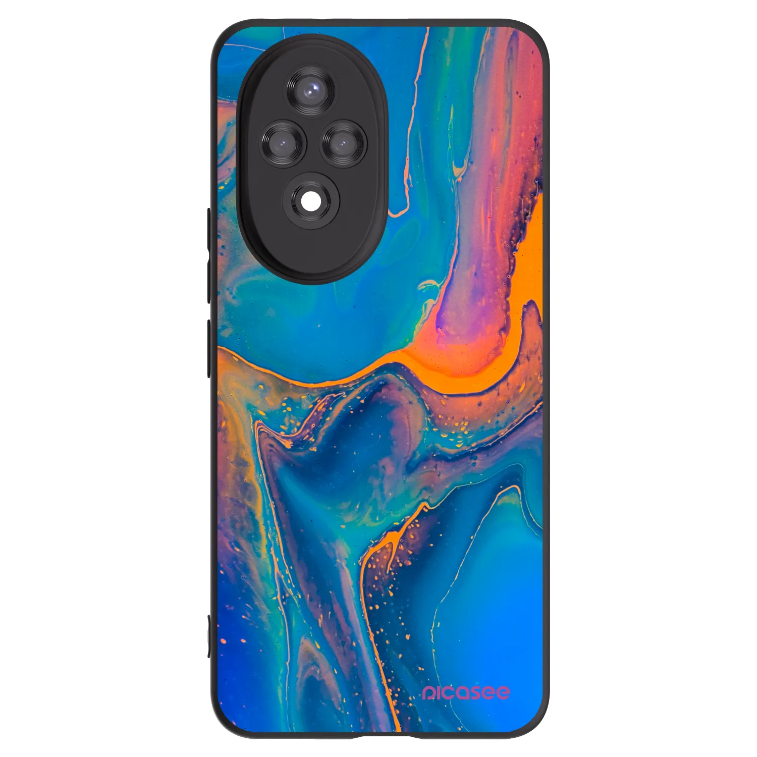 Picasee Μαύρη θήκη σιλικόνης για Honor 200 Pro 5G - Rainbow