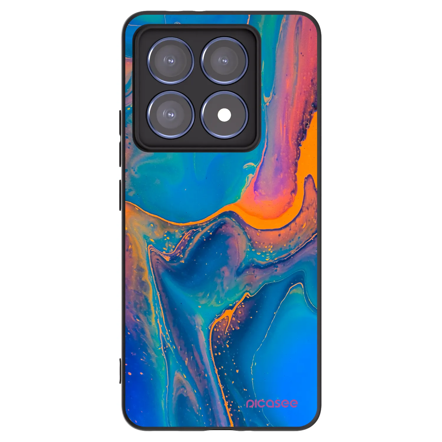 Picasee Μαύρη θήκη σιλικόνης για Xiaomi 14T Pro - Rainbow