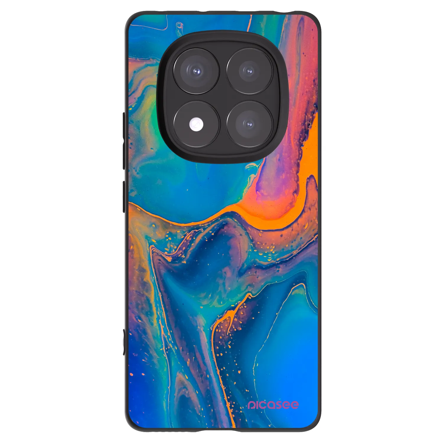 Picasee Μαύρη θήκη σιλικόνης για Xiaomi Redmi Note 14 Pro 5G - Rainbow