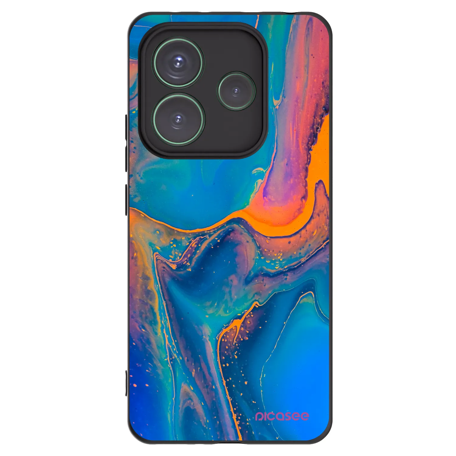 Picasee Μαύρη θήκη σιλικόνης για Xiaomi Redmi Note 14 5G - Rainbow