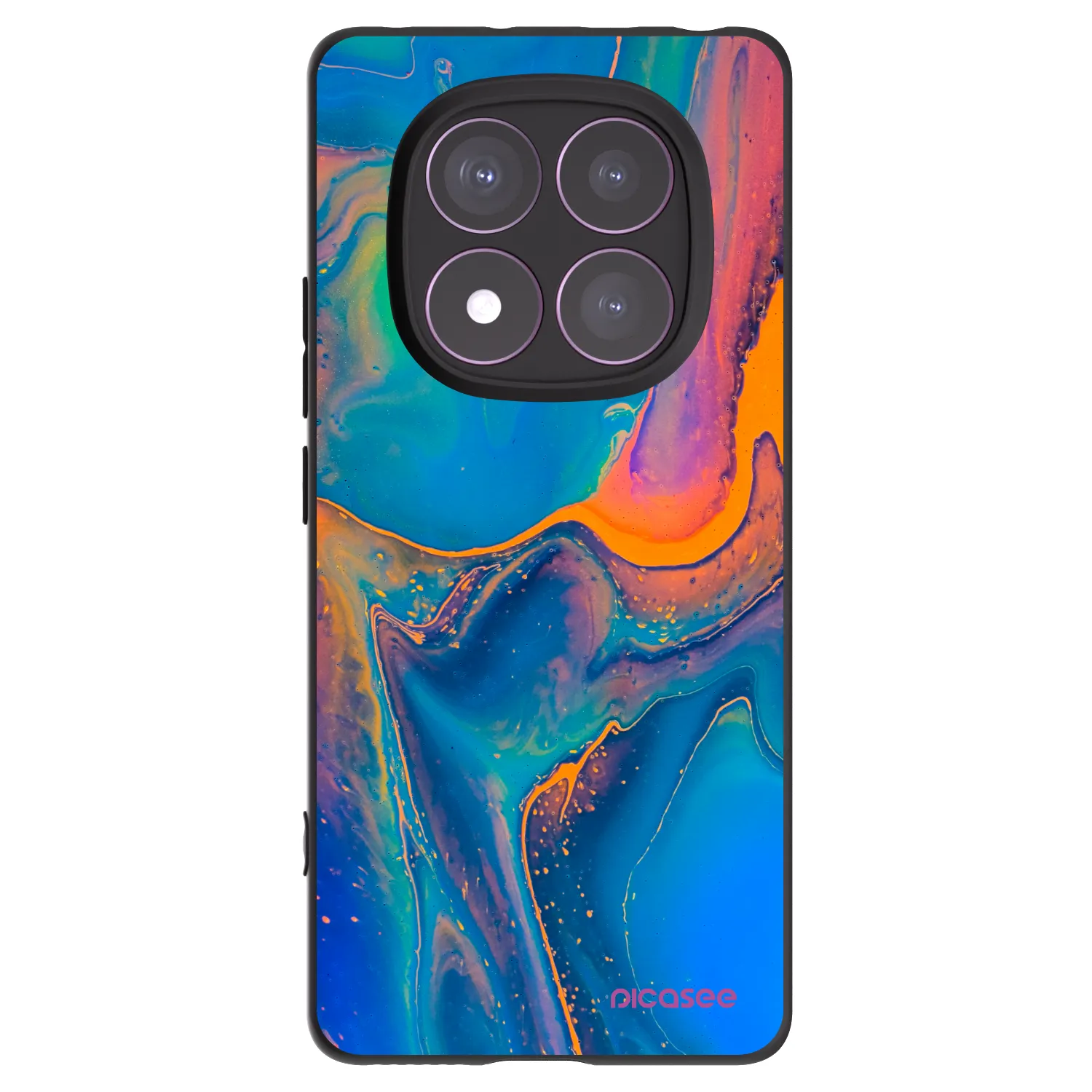 Picasee Μαύρη θήκη σιλικόνης για Xiaomi Redmi Note 14 Pro 4G - Rainbow