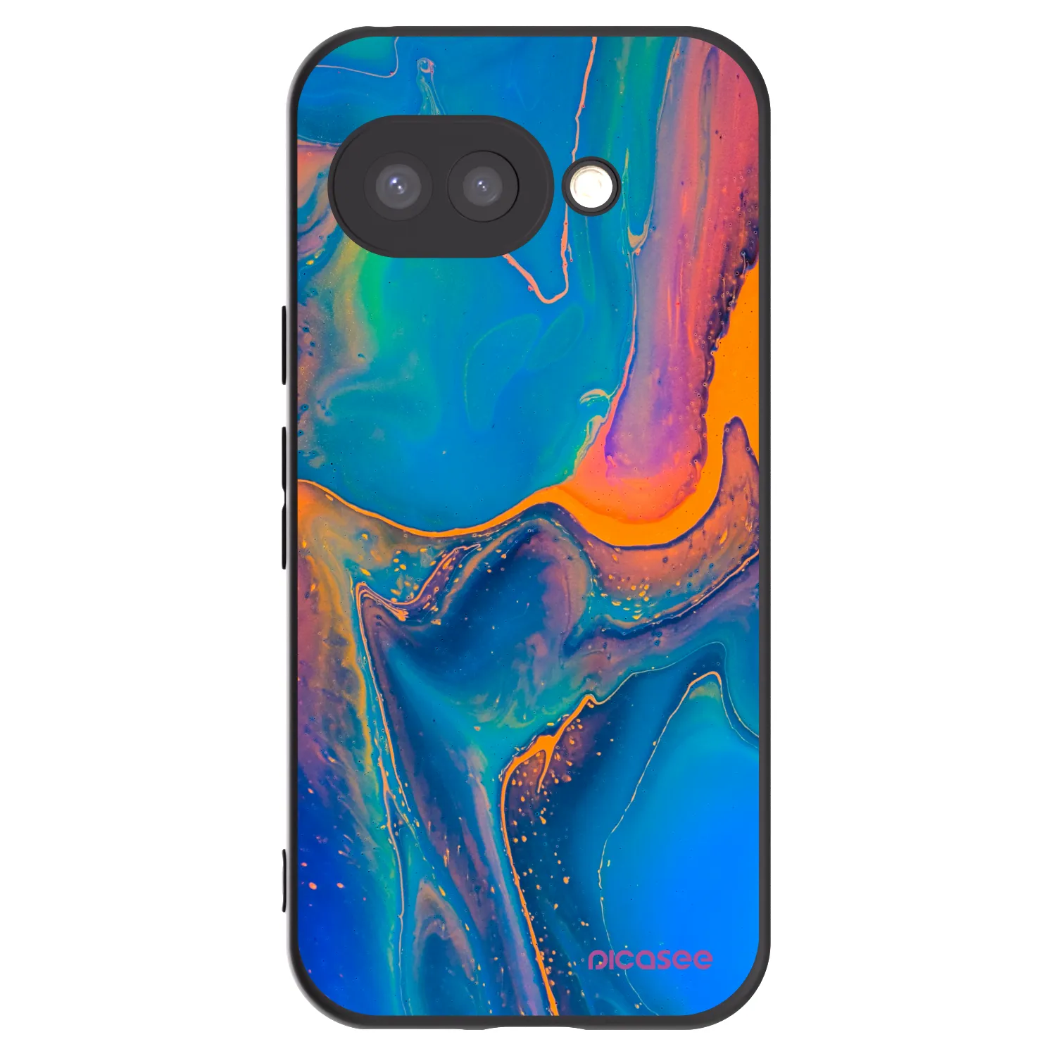 Picasee Μαύρη θήκη σιλικόνης για Google Pixel 9a - Rainbow