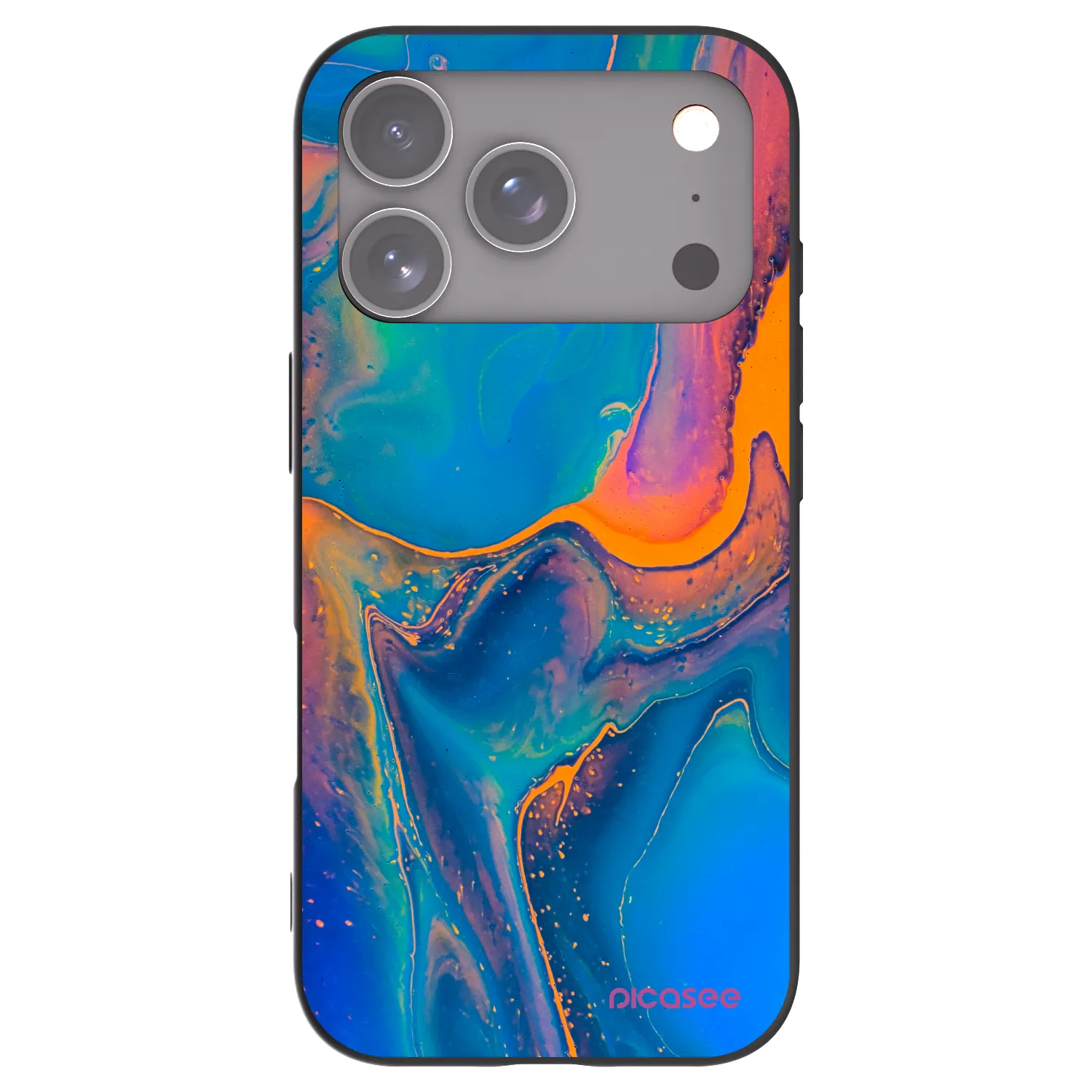 Picasee Μαύρη θήκη σιλικόνης για Apple iPhone 17 Pro - Rainbow