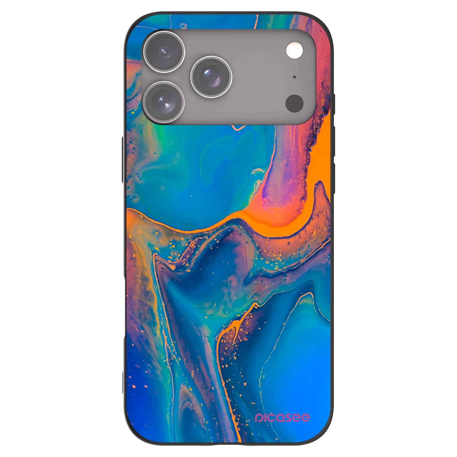Picasee Μαύρη θήκη σιλικόνης για Apple iPhone 17 Pro Max - Rainbow