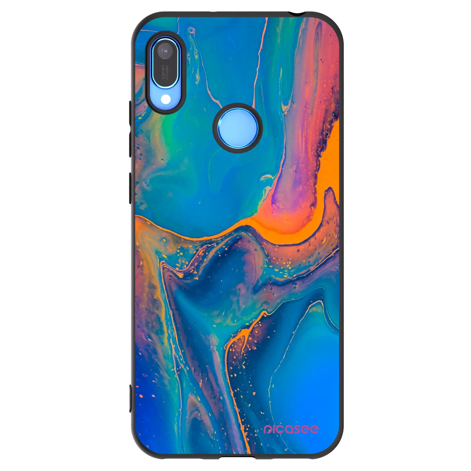 Picasee Μαύρη θήκη σιλικόνης για Huawei Y6 2019 - Rainbow