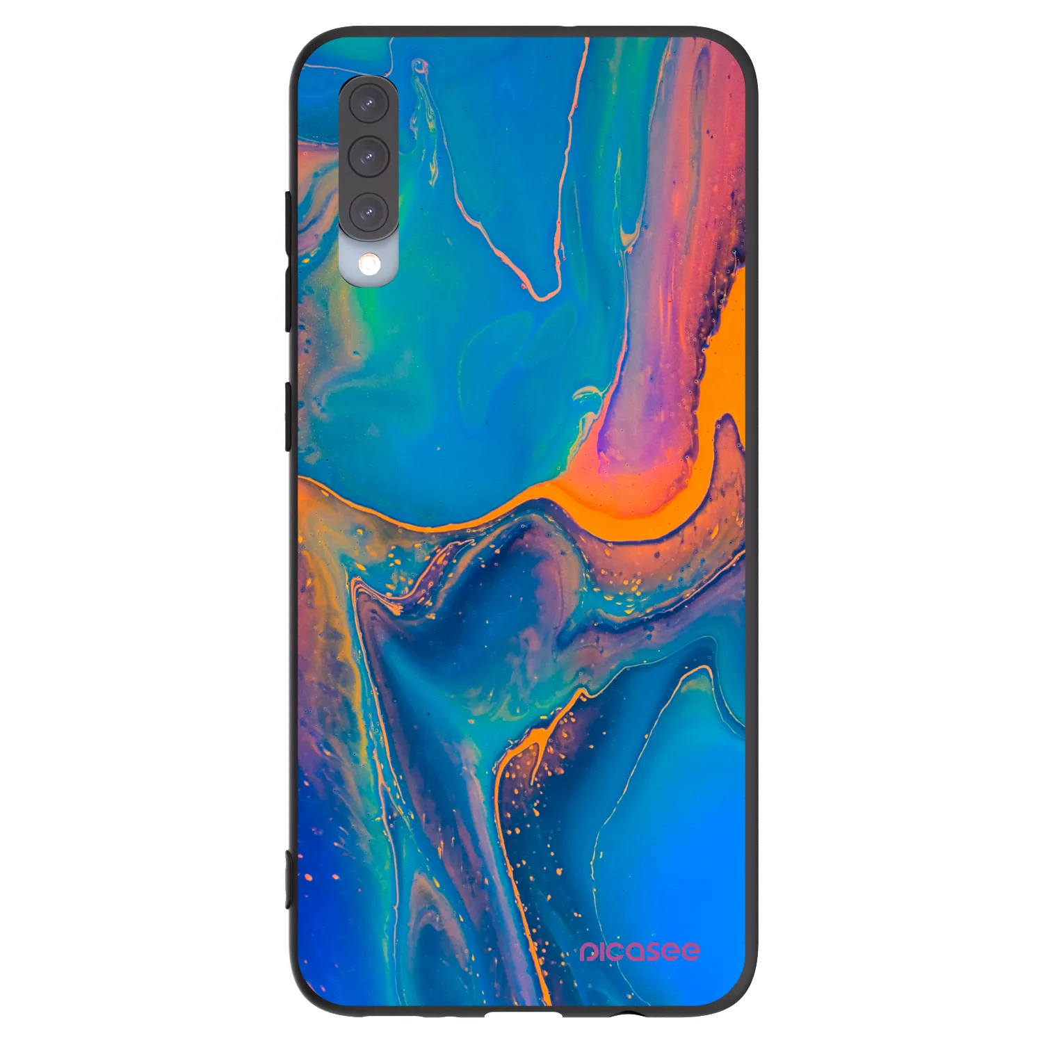 Picasee Μαύρη θήκη σιλικόνης για Samsung Galaxy A70 A705F - Rainbow