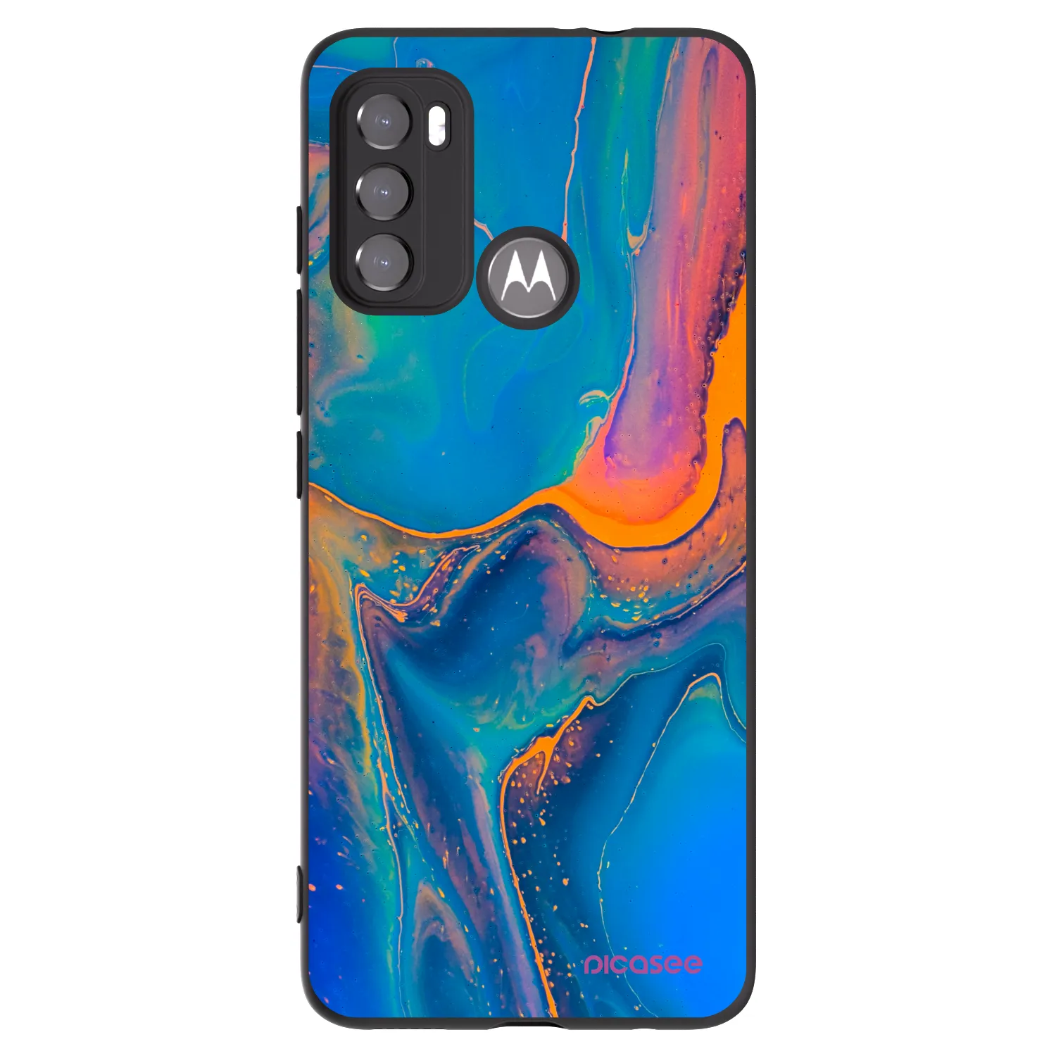 Picasee Μαύρη θήκη σιλικόνης για Motorola Edge 60 5G - Rainbow