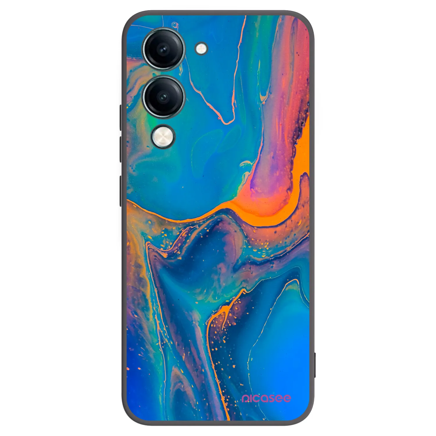 Picasee Μαύρη θήκη σιλικόνης για Vivo Y29s 5G - Rainbow