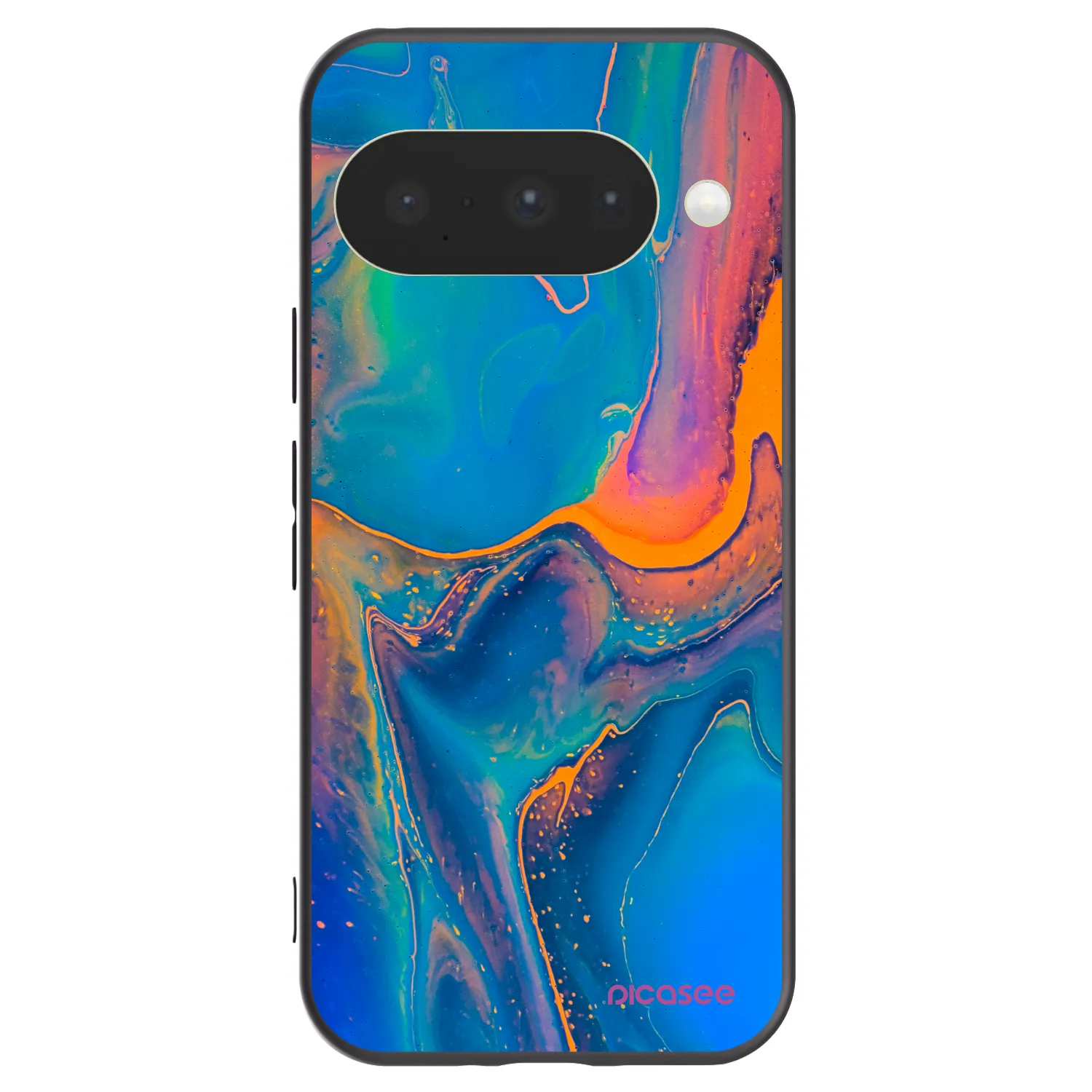 Picasee Μαύρη θήκη σιλικόνης για Google Pixel 10 - Rainbow
