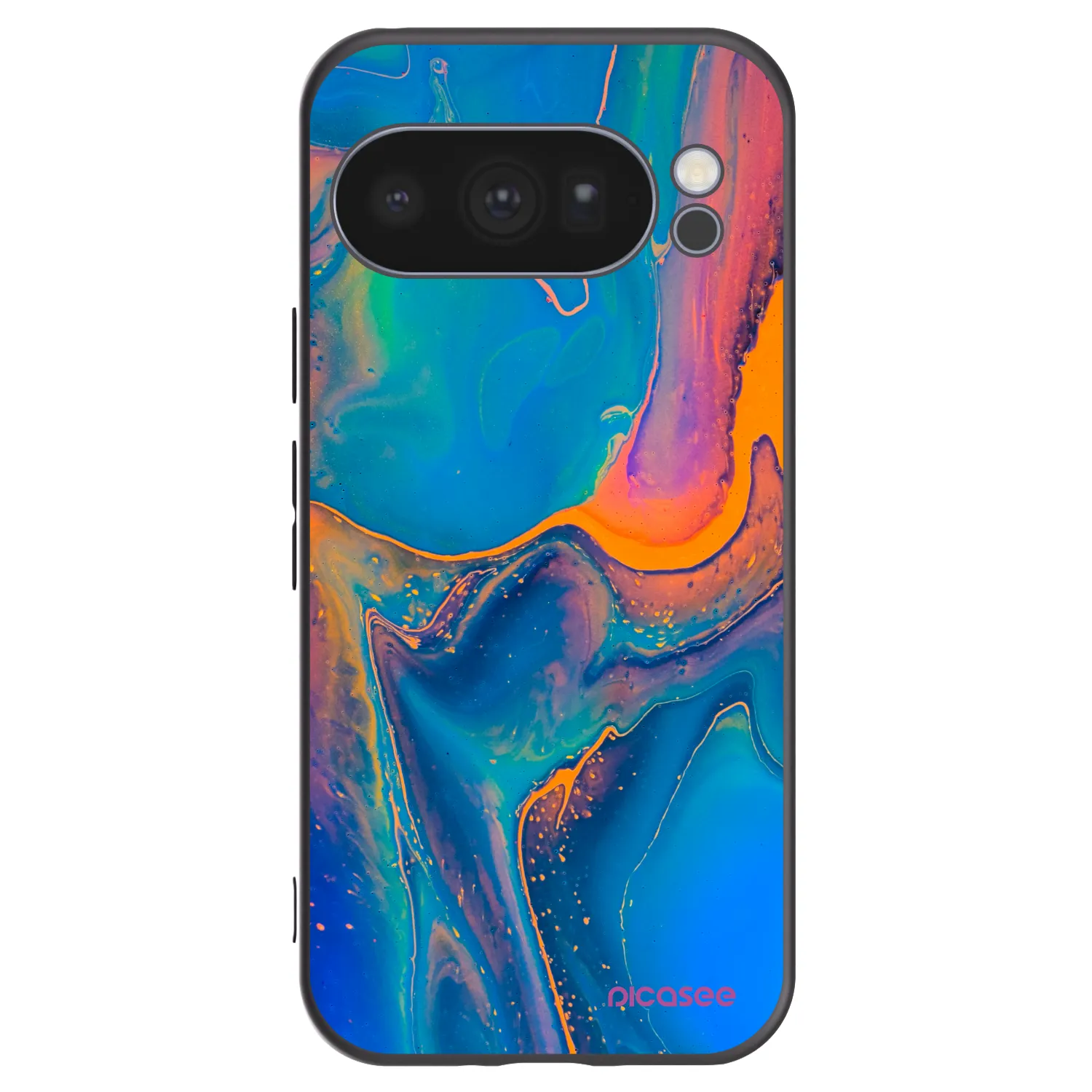 Picasee Μαύρη θήκη σιλικόνης για Google Pixel 10 Pro - Rainbow
