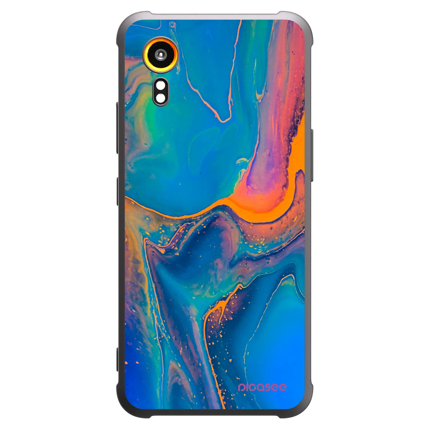 Picasee Μαύρη θήκη σιλικόνης για Samsung Galaxy Xcover 7 - Rainbow