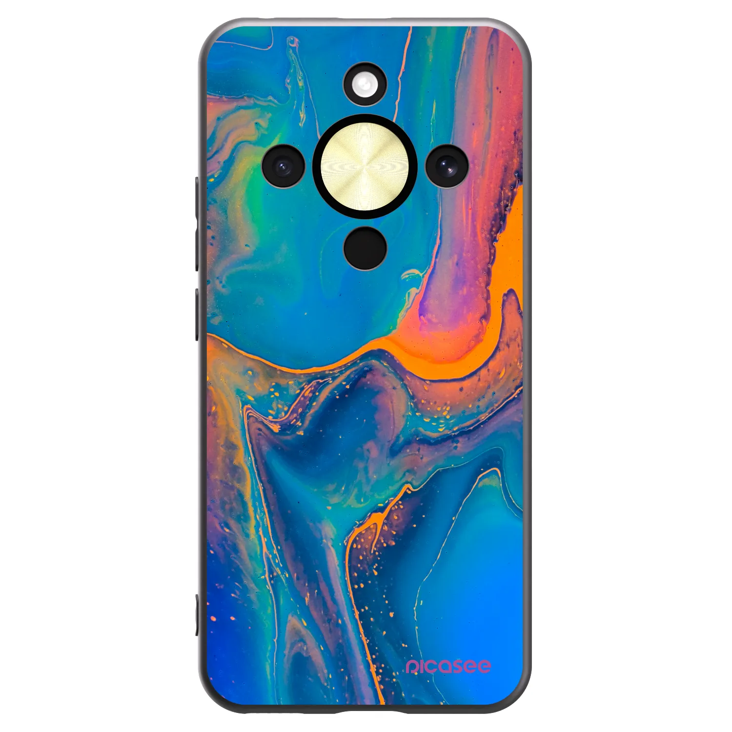 Picasee Μαύρη θήκη σιλικόνης για Honor Magic8 Lite 5G - Rainbow