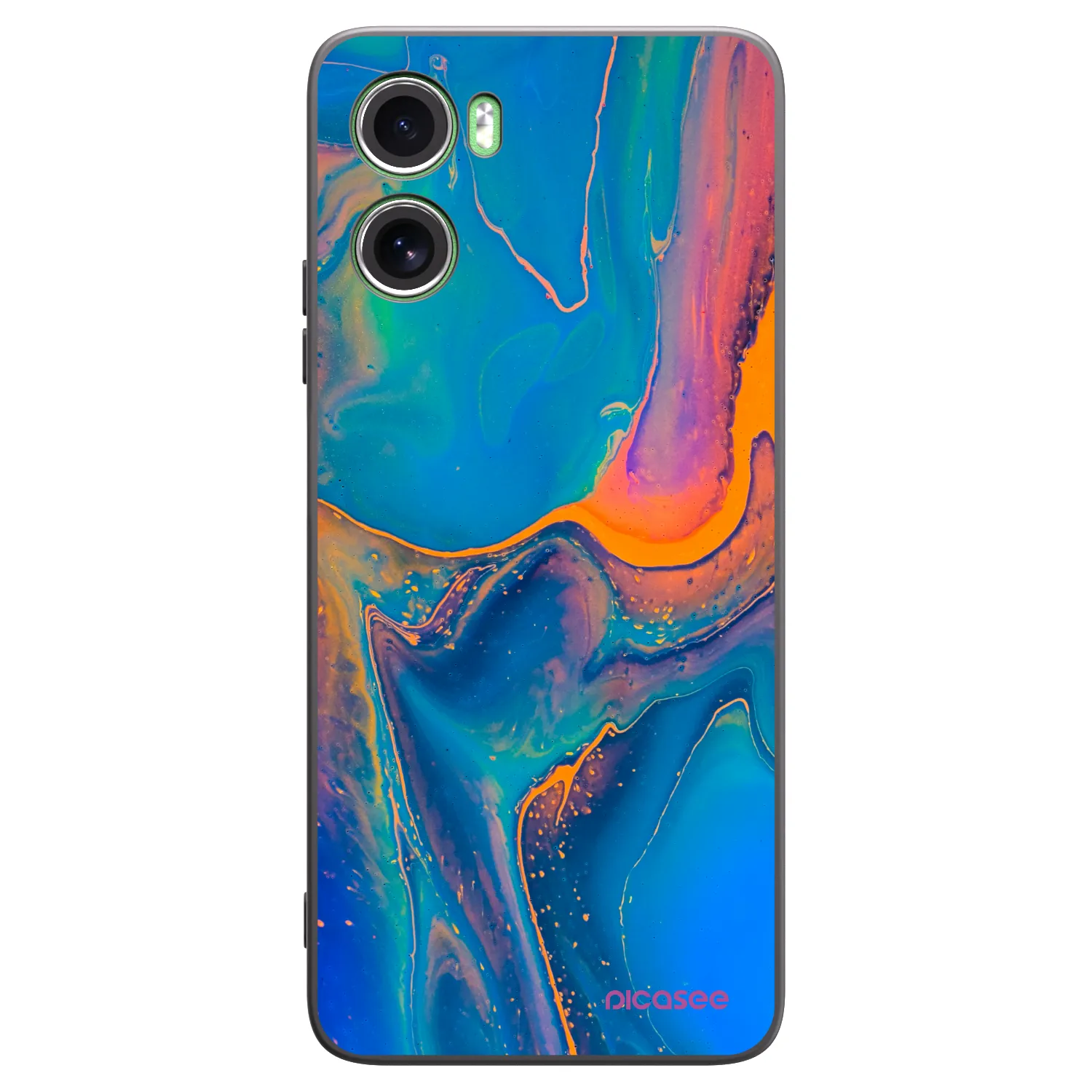 Picasee Μαύρη θήκη σιλικόνης για Motorola Moto G06 - Rainbow