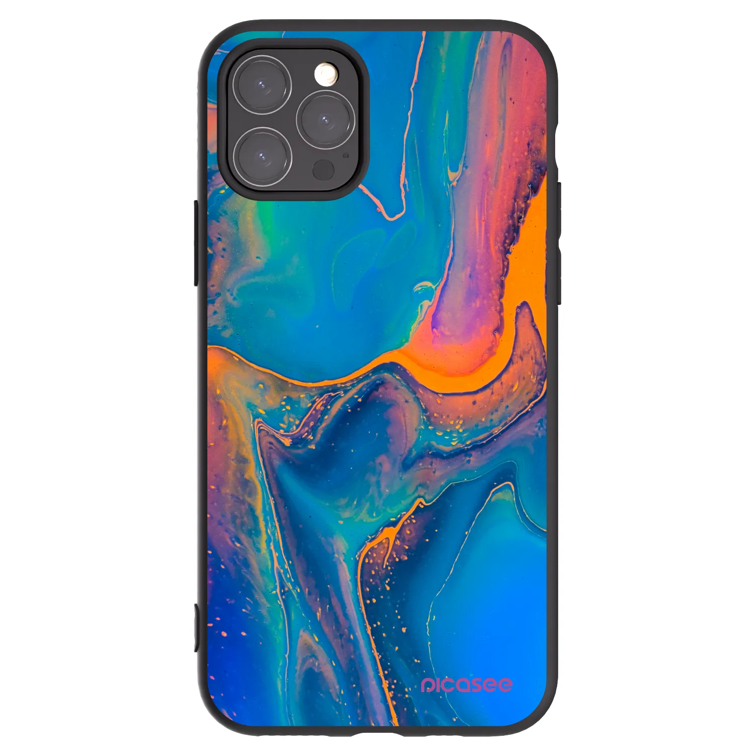 Picasee Μαύρη θήκη σιλικόνης για Apple iPhone 11 Pro - Rainbow