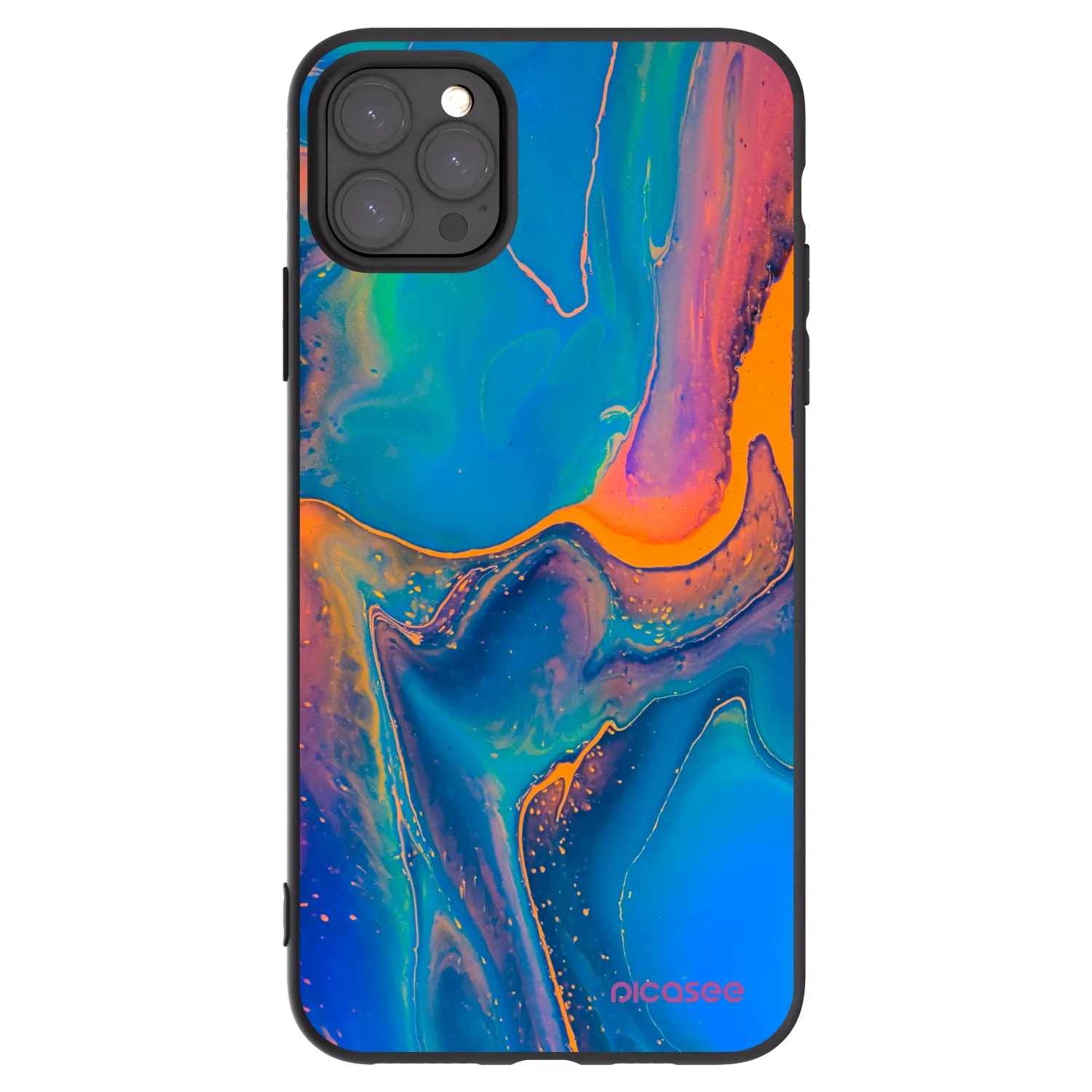 Picasee Μαύρη θήκη σιλικόνης για Apple iPhone 11 Pro Max - Rainbow