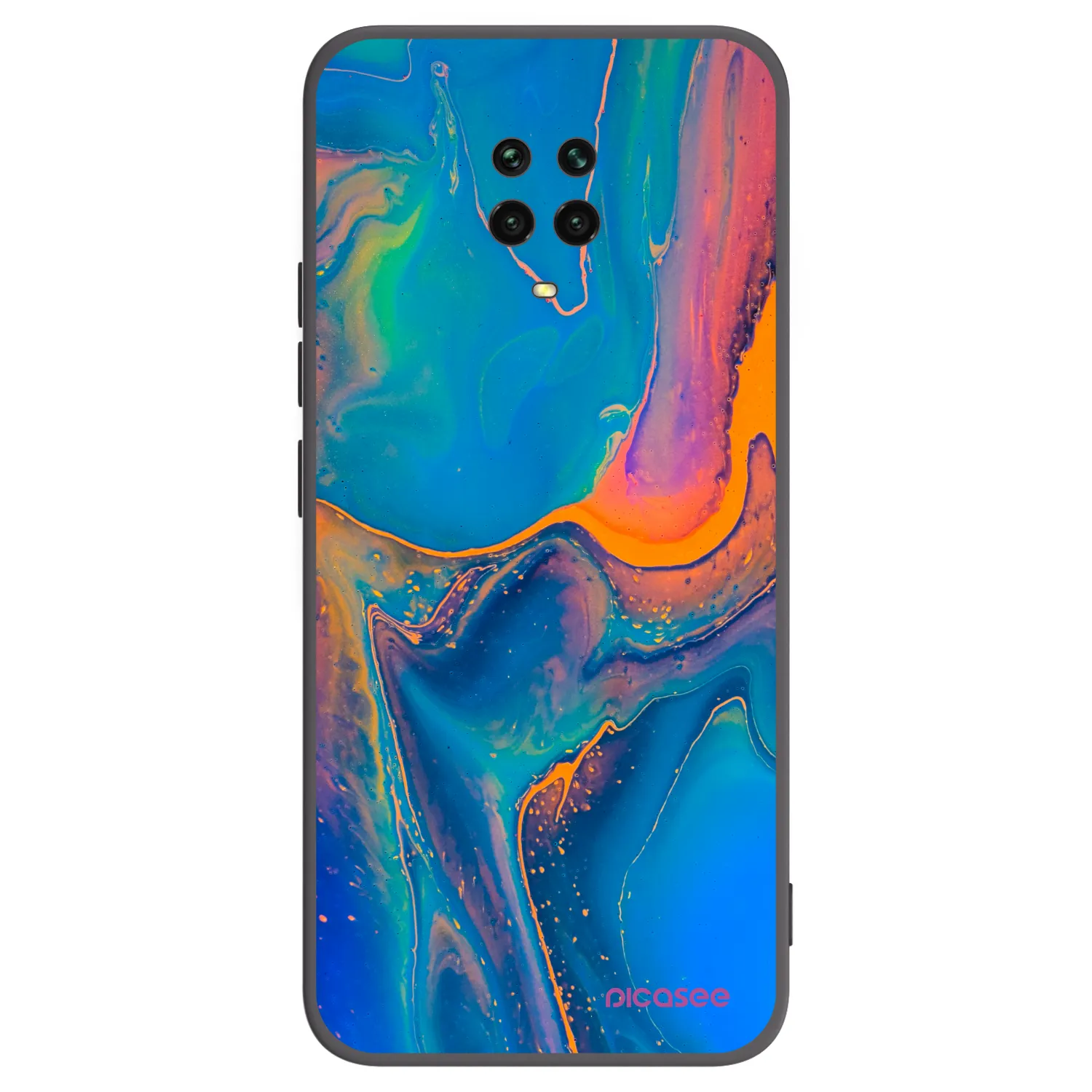 Picasee Μαύρη θήκη σιλικόνης για Xiaomi Redmi Note 9 Pro - Rainbow