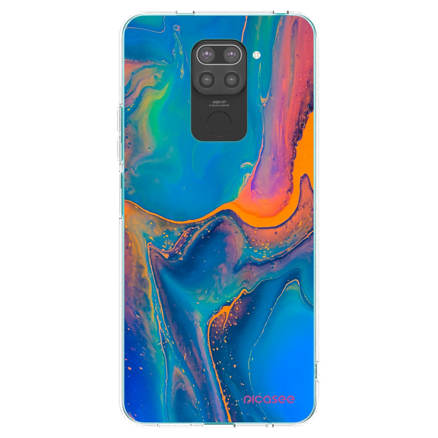Picasee Μαύρη θήκη σιλικόνης για Xiaomi Redmi Note 9 - Rainbow