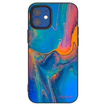 Picasee Μαύρη θήκη σιλικόνης για Apple iPhone 12 mini - Rainbow