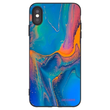 Picasee Μαύρη θήκη σιλικόνης για Apple iPhone XS Max - Rainbow