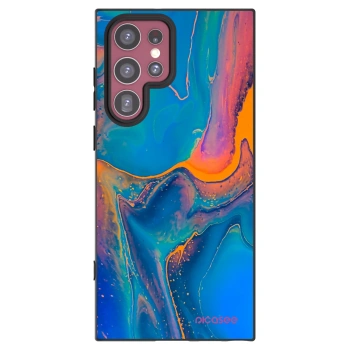 Picasee Μαύρη θήκη σιλικόνης για Samsung Galaxy S22 Ultra 5G - Rainbow