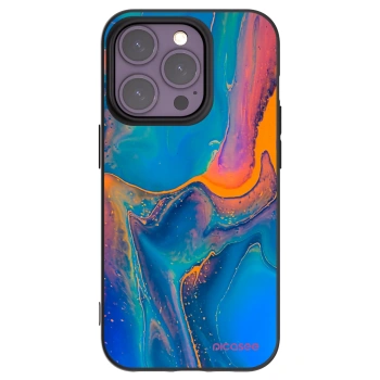 Picasee Μαύρη θήκη σιλικόνης για Apple iPhone 14 Pro - Rainbow