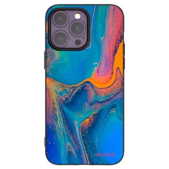 Picasee Μαύρη θήκη σιλικόνης για Apple iPhone 14 Pro Max - Rainbow