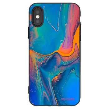 Picasee Μαύρη θήκη σιλικόνης για Apple iPhone X/XS - Rainbow