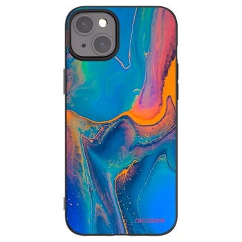 Picasee Μαύρη θήκη σιλικόνης για Apple iPhone 15 Plus - Rainbow