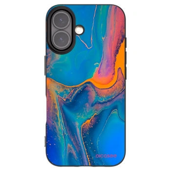 Picasee Μαύρη θήκη σιλικόνης για Apple iPhone 16 - Rainbow