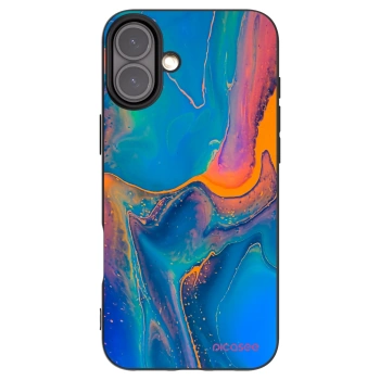 Picasee Μαύρη θήκη σιλικόνης για Apple iPhone 16 Plus - Rainbow