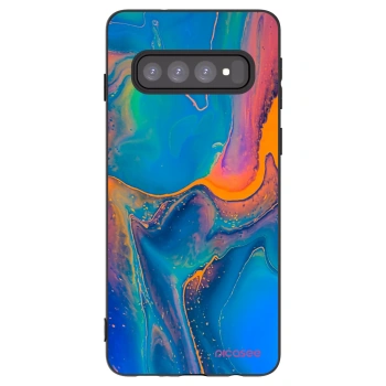 Picasee Μαύρη θήκη σιλικόνης για Samsung Galaxy S10 G973 - Rainbow