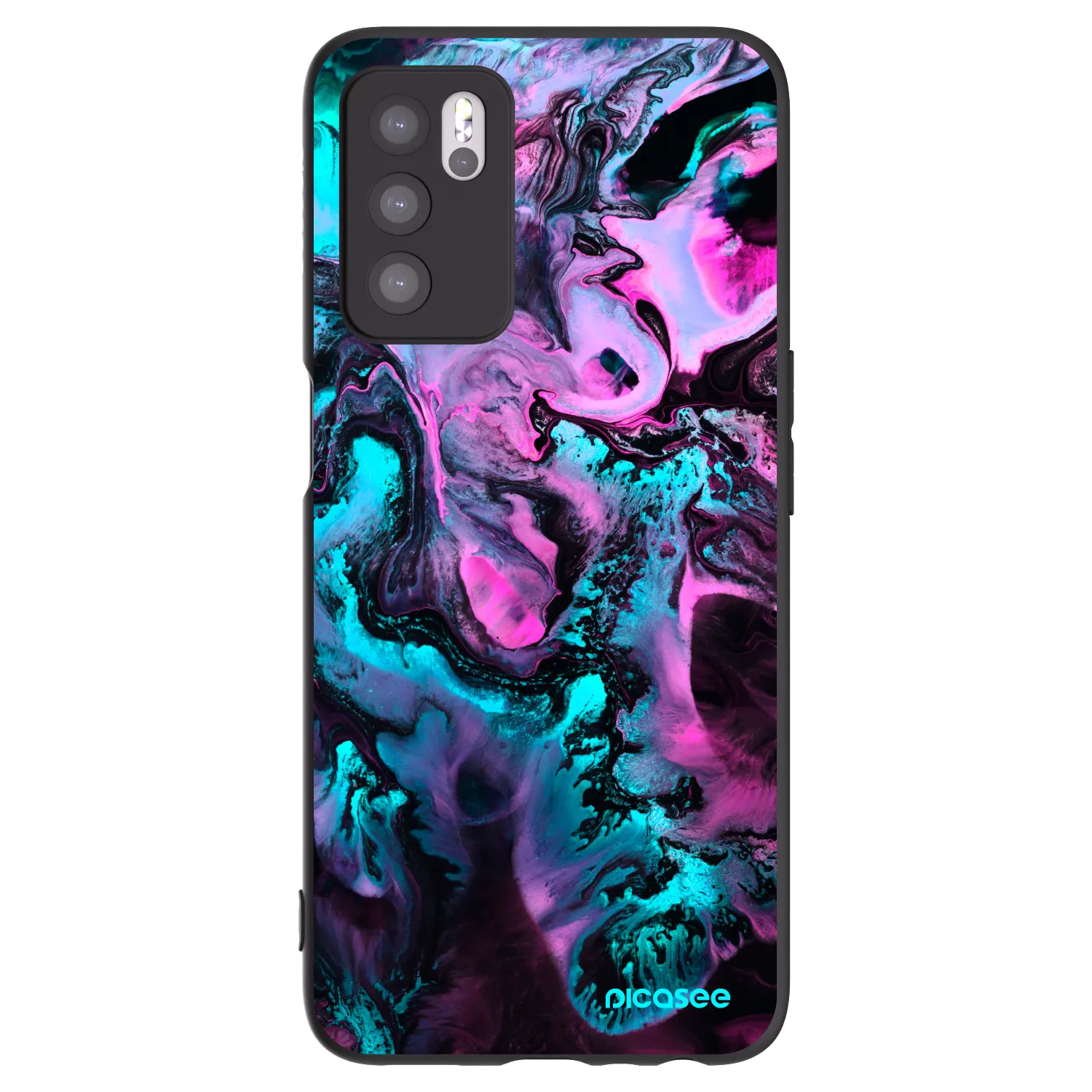 Picasee Μαύρη θήκη σιλικόνης για OPPO A16 - Lean