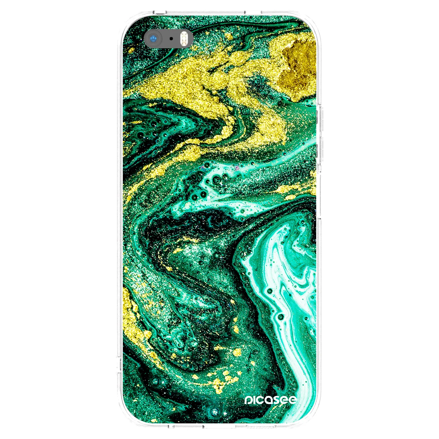 Picasee διαφανής θήκη σιλικόνης Apple iPhone 5/5S/SE - Green Gold